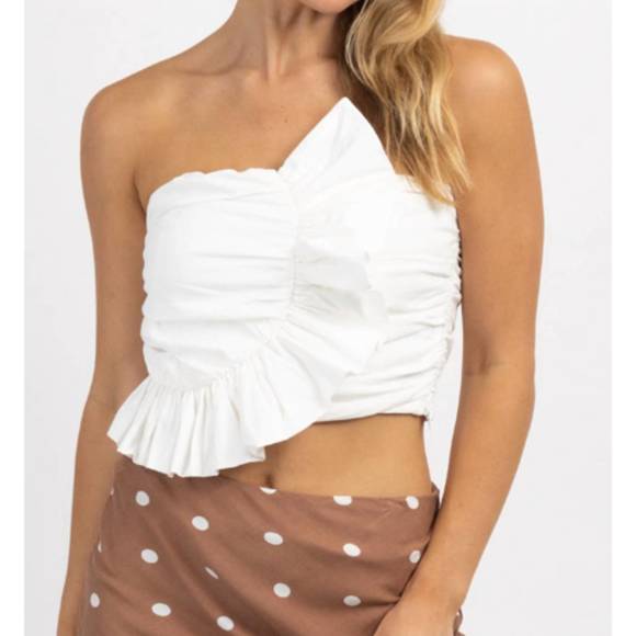 NEW DAY + MOON flirty ruffled tube top in white - Picture 2 of 4